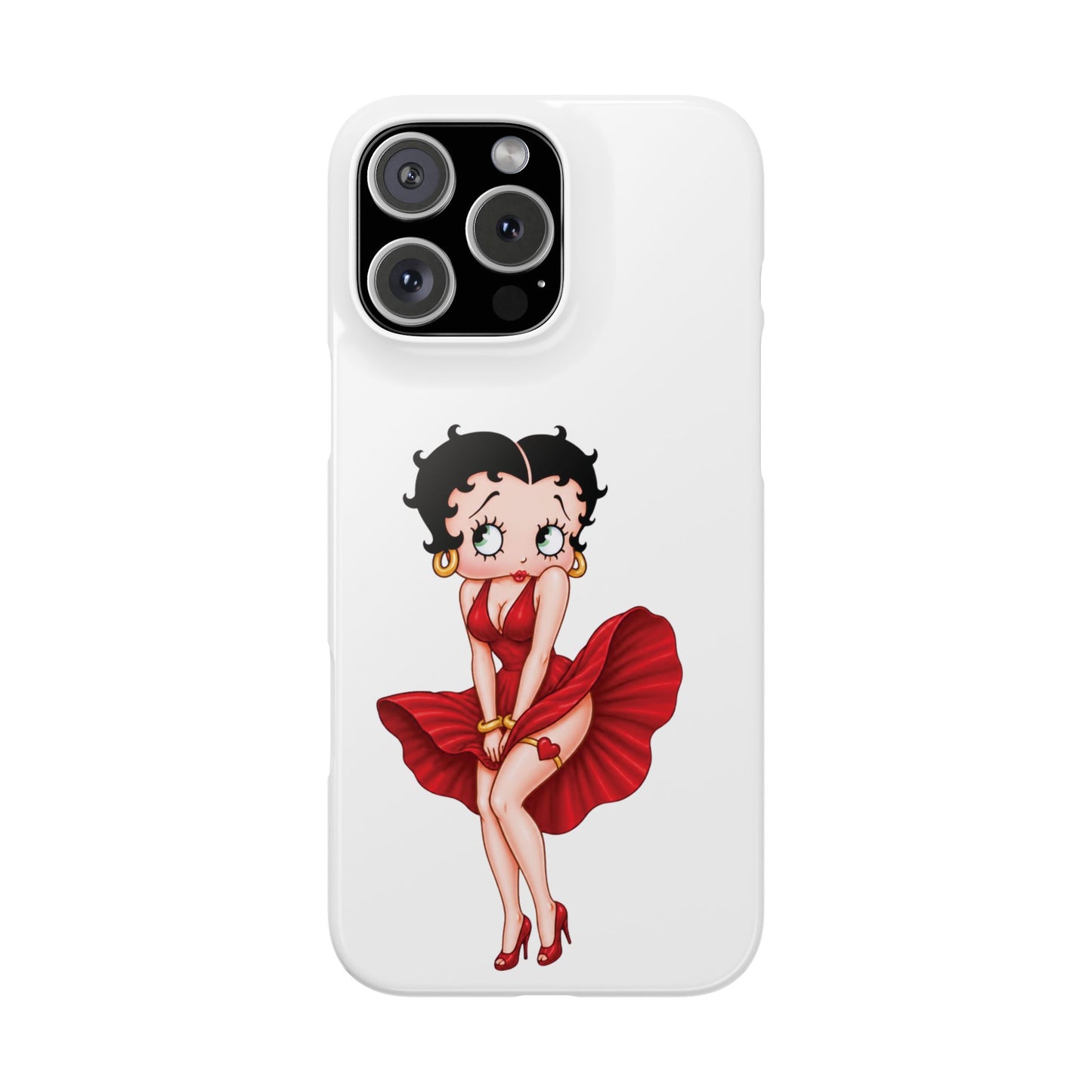 Betty Boop Red Dress Slim iPhone Case — Retro Pin-Up Cartoon Phone Cover