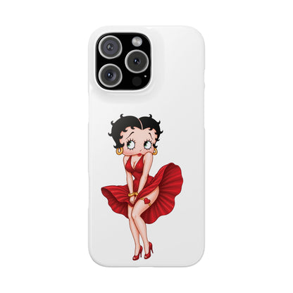 Betty Boop Red Dress Slim iPhone Case — Retro Pin-Up Cartoon Phone Cover