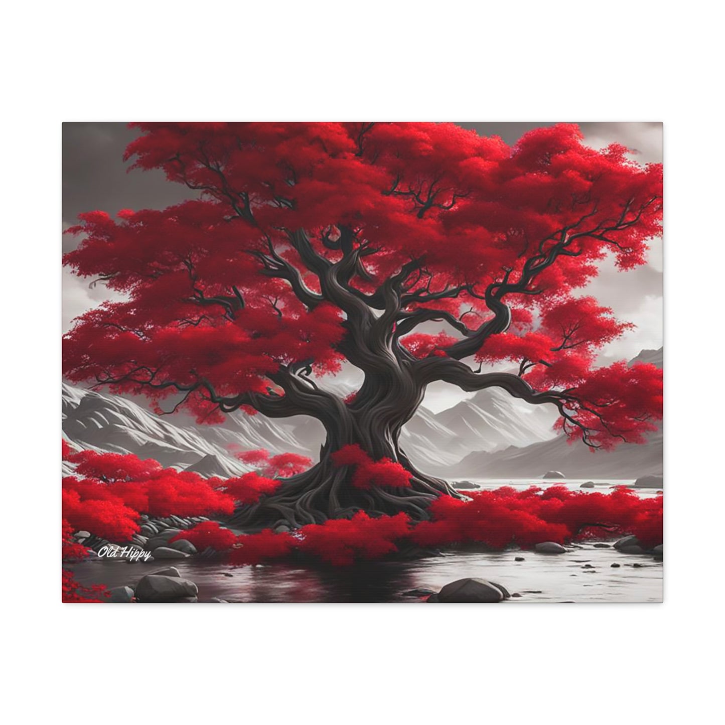 Flaming Red Tree Canvas Gallery Wrap