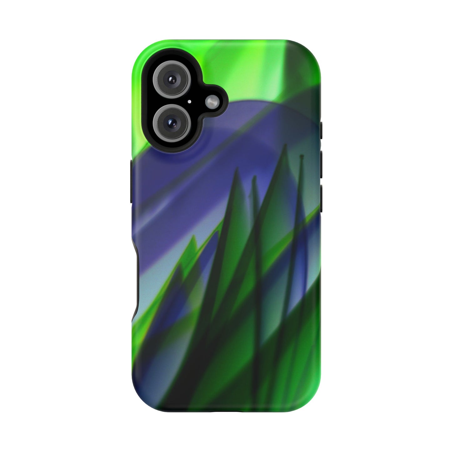 — Green Blue Abstract Wave Design Impact-Resistant Phone Case