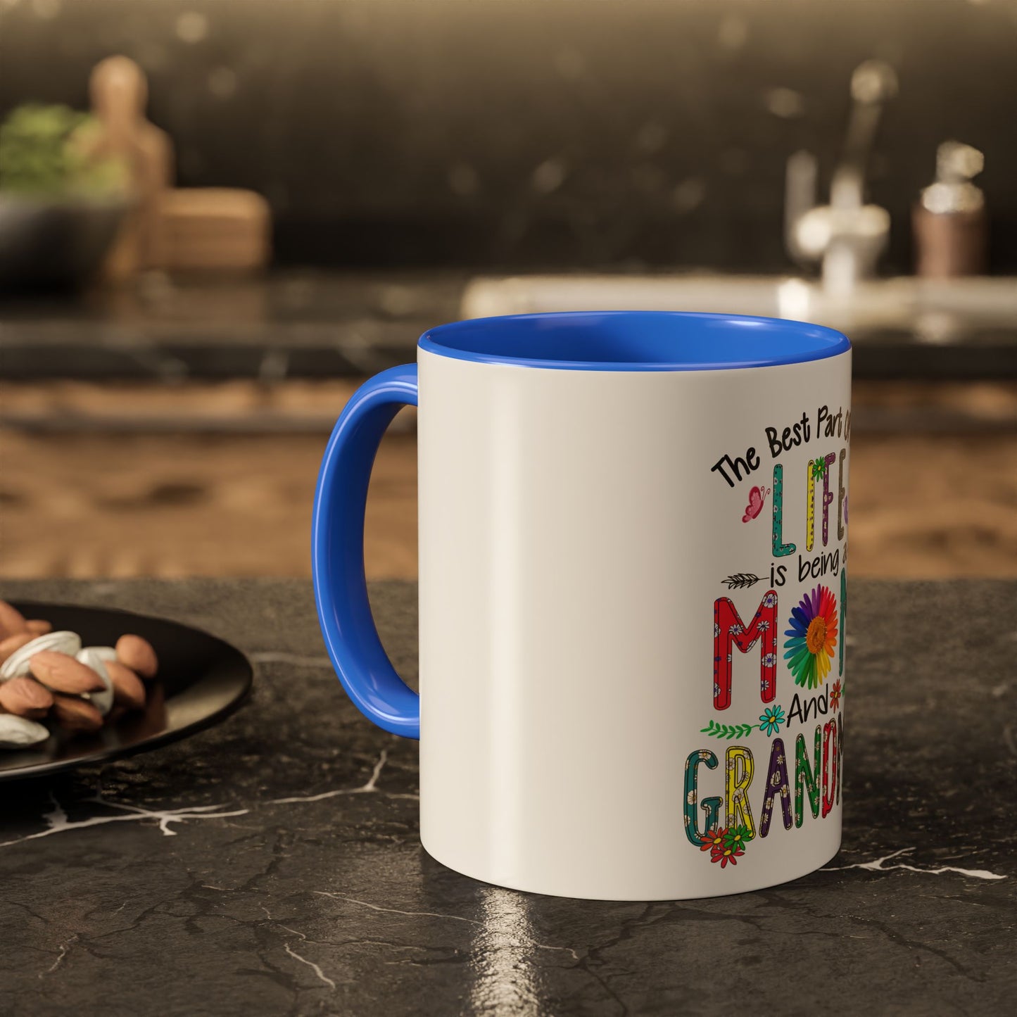 Mom and Grandma Colorful Ceramic Mug — "The Best Part of My Life is Being a Mom and Grandma" (11oz/15oz)