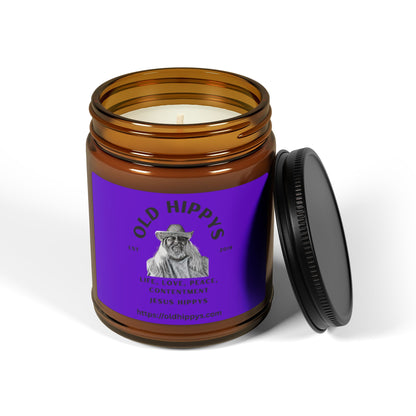 Old Hippys Essential Oil Scented Soy Candle — Amber Jar Aromatherapy Candle (Multi-Size)