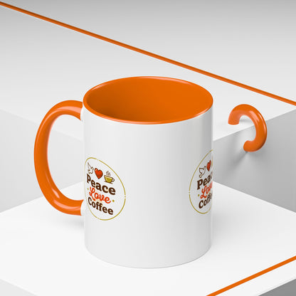 Peace Love Coffee Accent Mug - 11/15oz Ceramic Coffee Cup