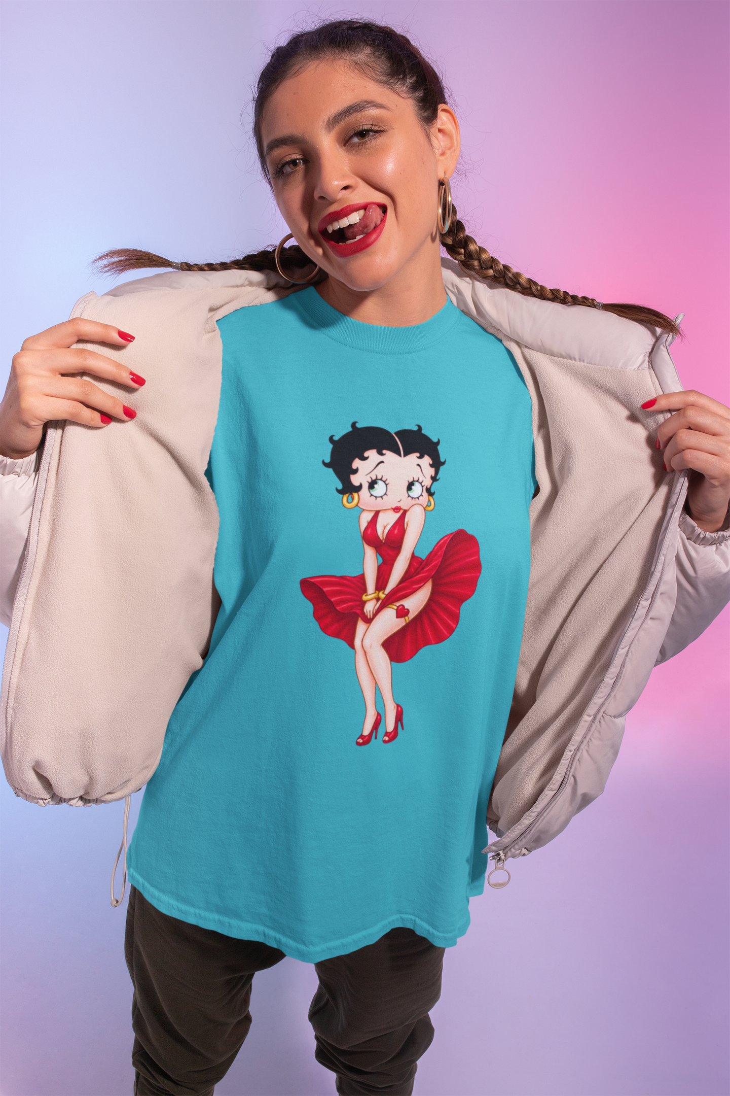 Betty Boop Red Dress T-Shirt — Retro Pinup Graphic Tee