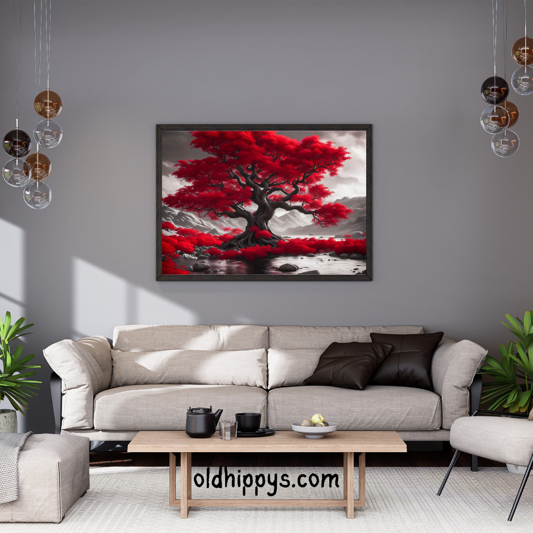 Flaming Red Tree Fine Art Poster