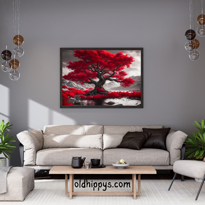 Flaming Red Tree Fine Art Poster