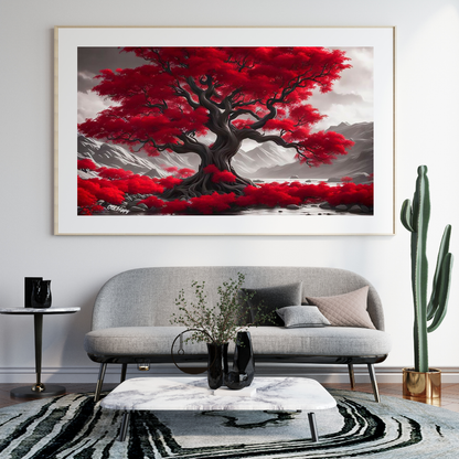 Flaming Red Tree Fine Art Poster
