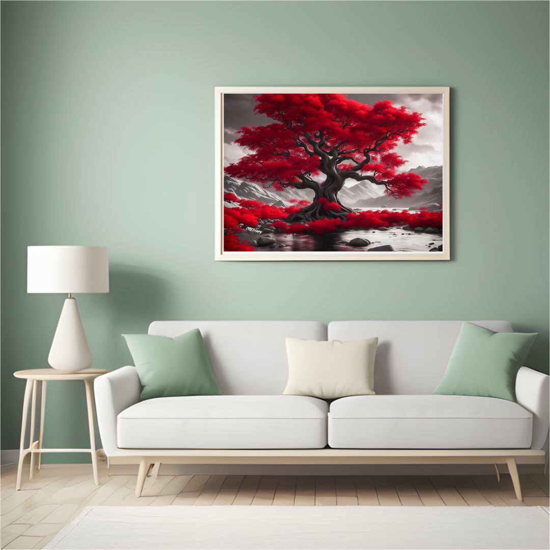 Flaming Red Tree Fine Art Poster
