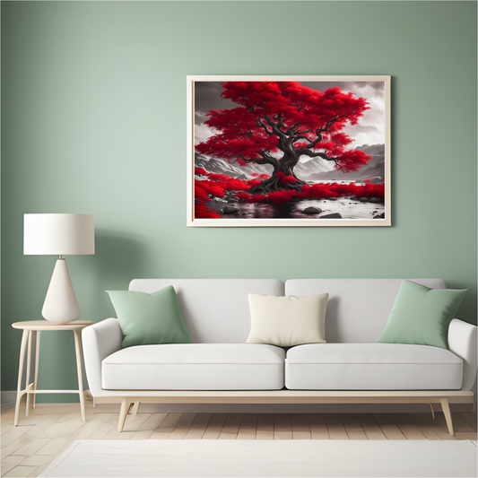 Flaming Red Tree Fine Art Poster