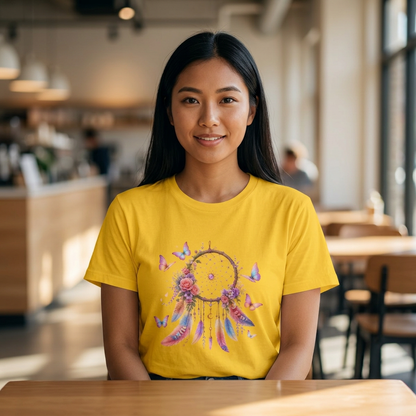 Pastel Dreamcatcher T-Shirt with Butterflies