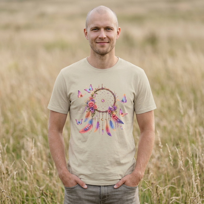 Pastel Dreamcatcher T-Shirt with Butterflies