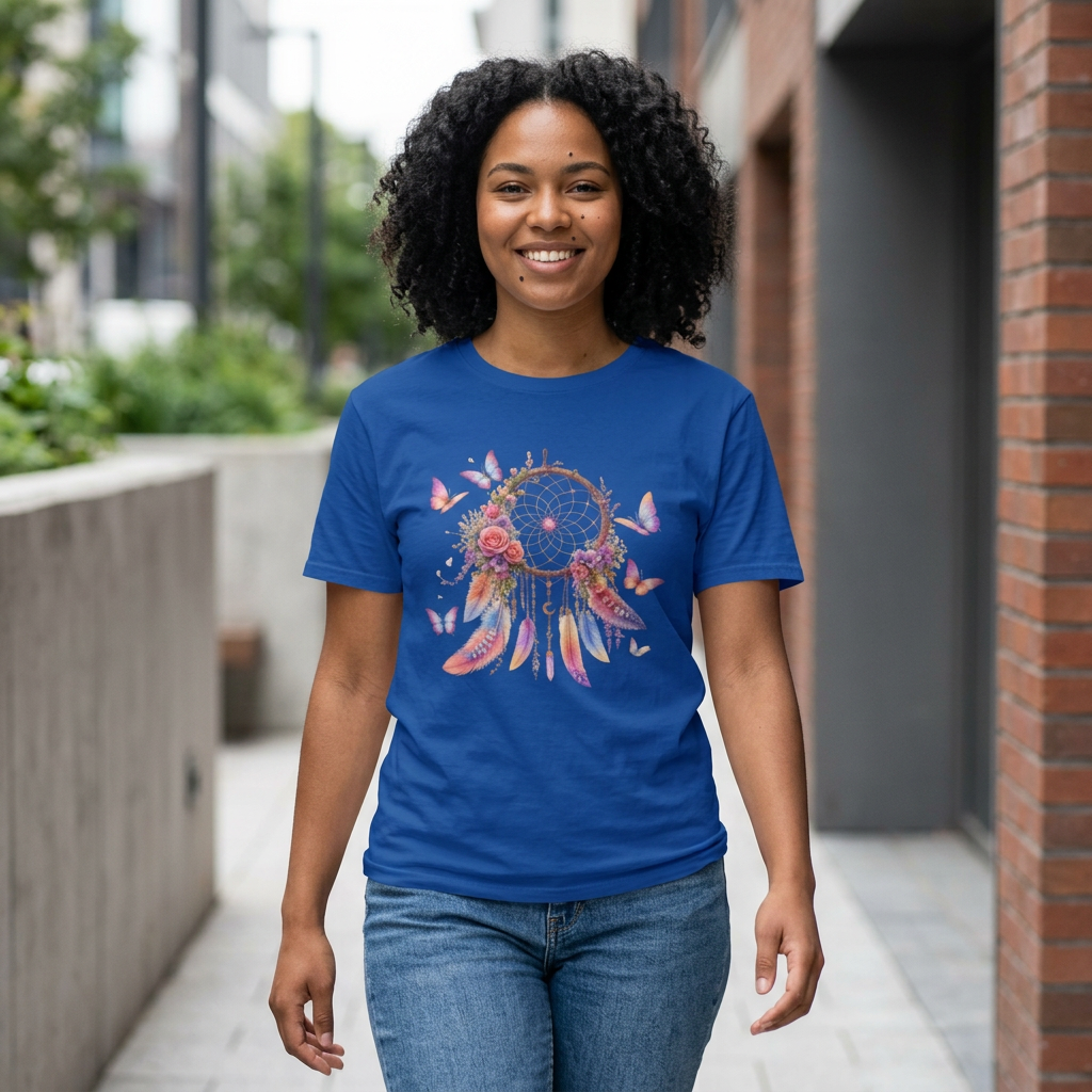 Pastel Dreamcatcher T-Shirt with Butterflies