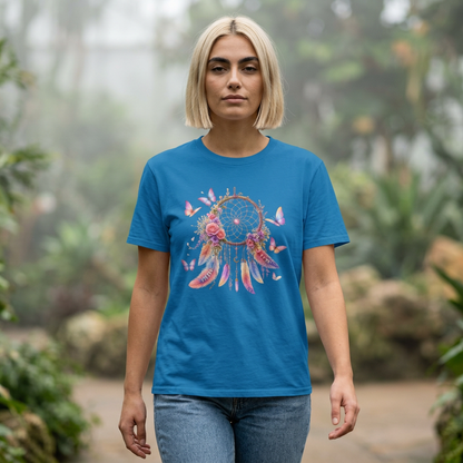 Pastel Dreamcatcher T-Shirt with Butterflies