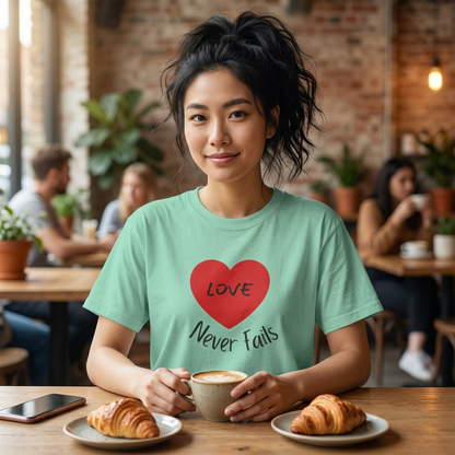 Love Never Fails 1 Corinthians 13 T-Shirt — Faith Scripture Tee