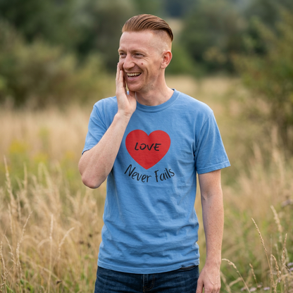 Love Never Fails 1 Corinthians 13 T-Shirt — Faith Scripture Tee