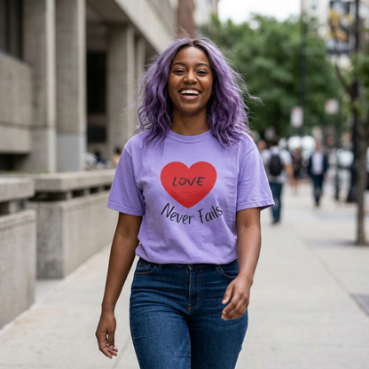 Love Never Fails 1 Corinthians 13 T-Shirt — Faith Scripture Tee