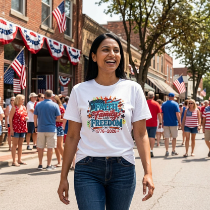 Faith Family Freedom 250th American Independence T-Shirt