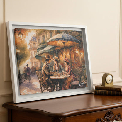 Paris Cafe Wood Framed Canvas Wrap