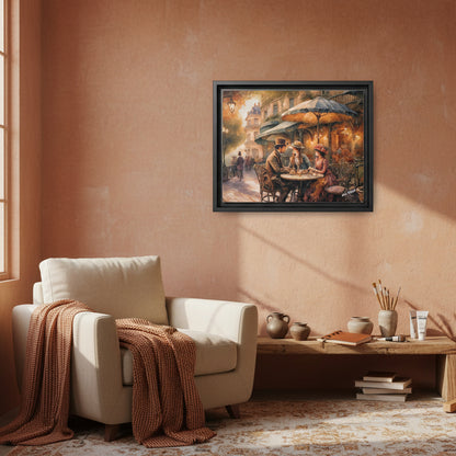 Paris Cafe Wood Framed Canvas Wrap