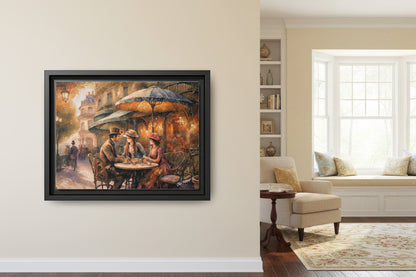 Paris Cafe Wood Framed Canvas Wrap