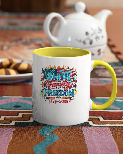 Faith Family Freedom 1776–2026 Patriotic Coffee Mug