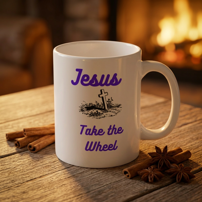 Jesus Take the Wheel Coffee Mug — 11oz Inspirational Christian Mug