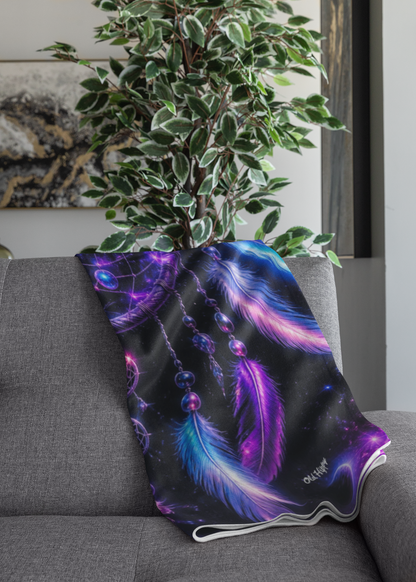 Boho Neon Dreamcatcher Arctic Fleece Blanket — Colorful Spiritual Native-Inspired Throw
