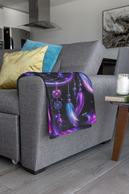 Boho Neon Dreamcatcher Arctic Fleece Blanket — Colorful Spiritual Native-Inspired Throw