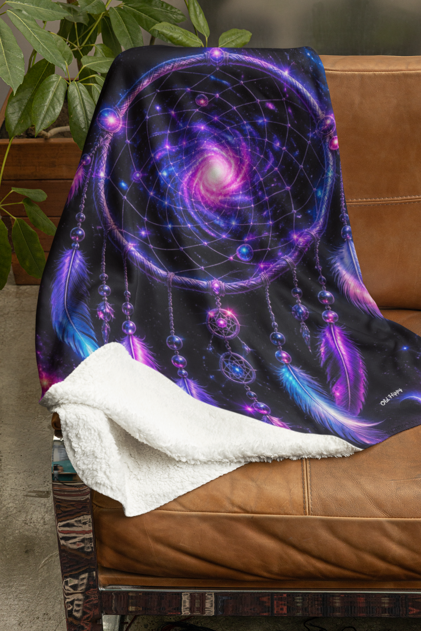 Boho Neon Dreamcatcher Arctic Fleece Blanket — Colorful Spiritual Native-Inspired Throw