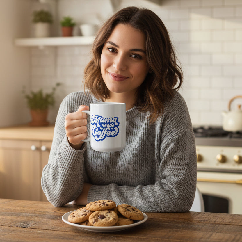 Mama Needs Coffee Ceramic Mug — Funny Mom Coffee Cup (11oz & 15oz)