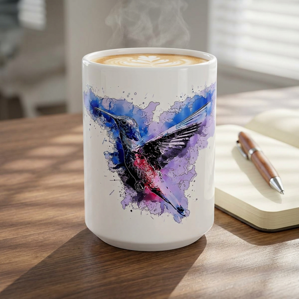 Hummingbird Watercolor Coffee Cup (11oz & 15oz)