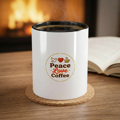 Peace Love Coffee Accent Mug - 11/15oz Ceramic Coffee Cup
