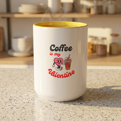 Coffee Is My Valentine Accent Mug — Cute Heart & Iced Coffee Gift (11/15oz)
