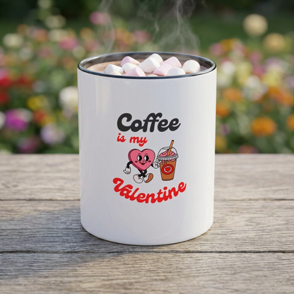 Coffee Is My Valentine Accent Mug — Cute Heart & Iced Coffee Gift (11/15oz)