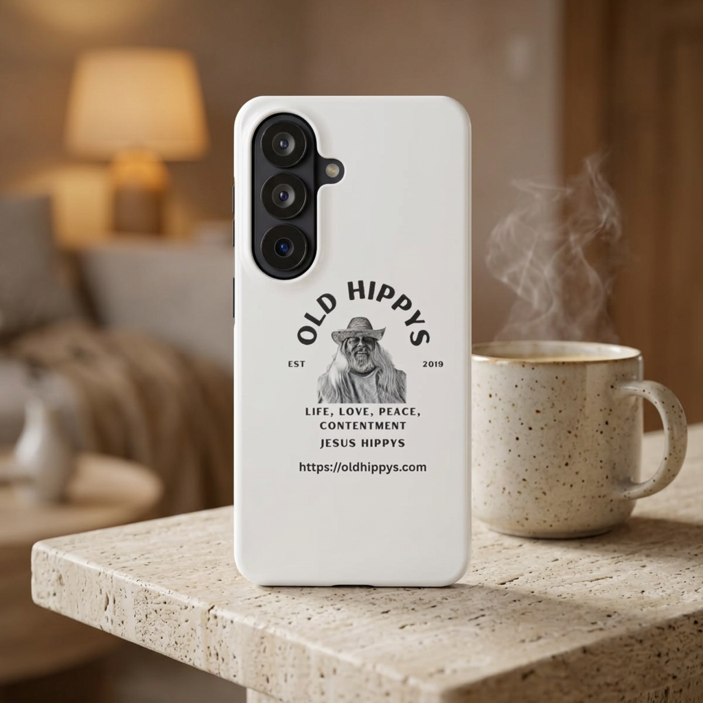 Old Hippys Phone Case — 'Life, Love, Peace, Contentment' Tough Protective Case