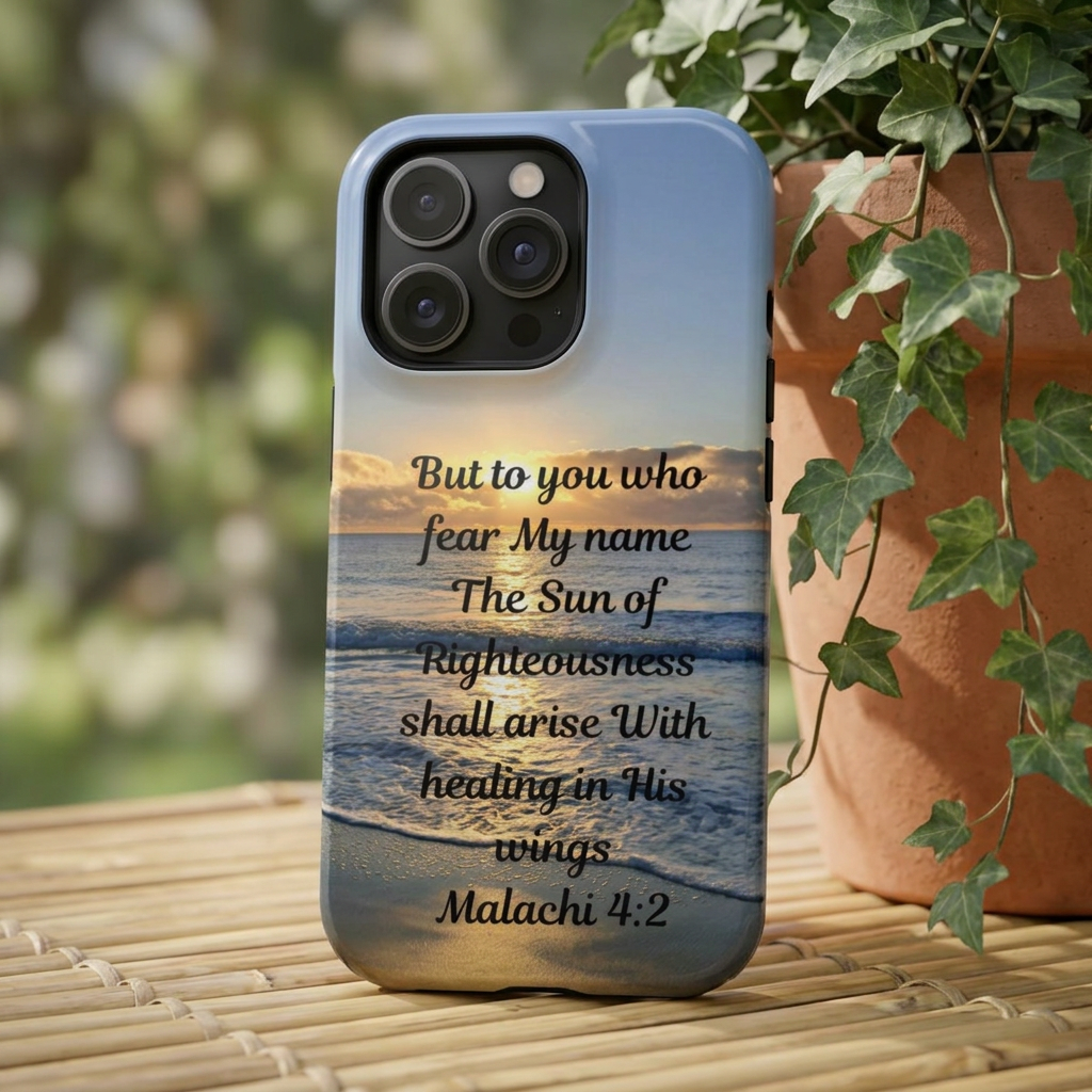 Malachi 4:2 Beach Phone Case — Christian Scripture Impact-Resistant Phone Case