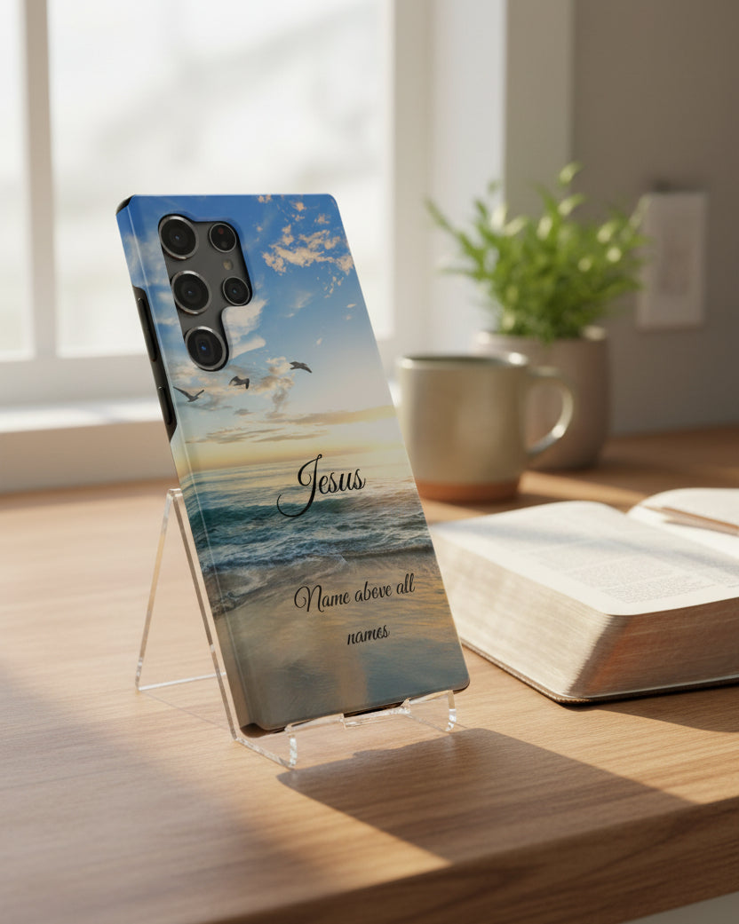 Phone Case — Jesus 'Name Above All Names' Beach Sunset Impact-Resistant Case