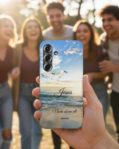 Phone Case — Jesus 'Name Above All Names' Beach Sunset Impact-Resistant Case