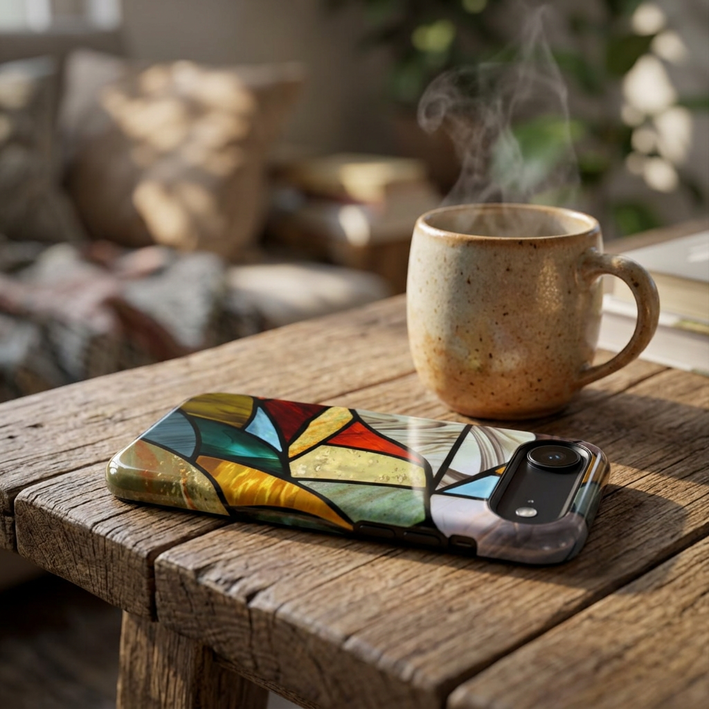 Stained Glass Impact Phone Case — Colorful Mosaic Protective Cover