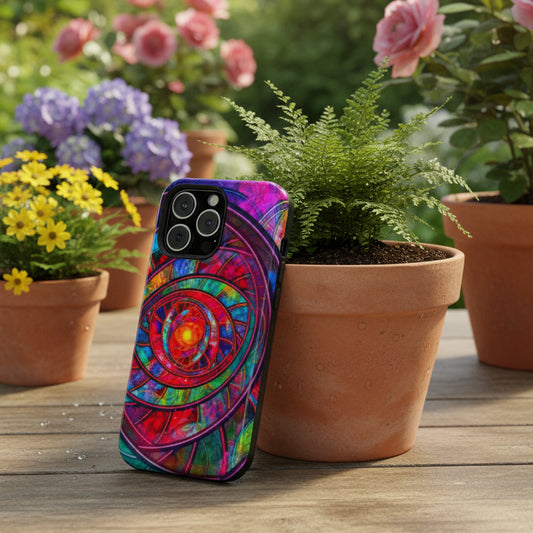 Protective Phone Case — Vibrant Abstract Mandala Impact-Resistant Design