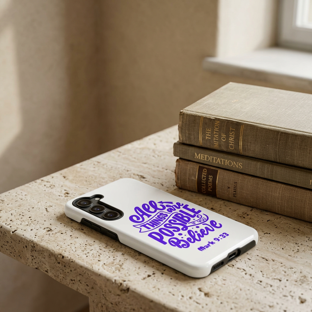 "All Things Are Possible If You Believe" (Mark 9:33) Christian Inspirational Protective Case