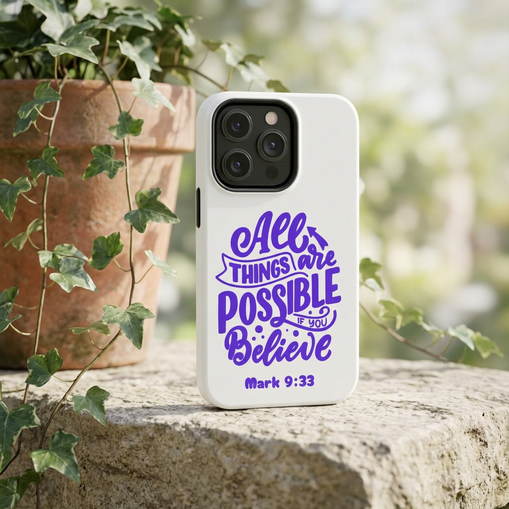 "All Things Are Possible If You Believe" (Mark 9:33) Christian Inspirational Protective Case