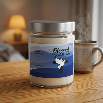 Blessed Beyond Measure Soy Candle — 9oz Jar (Dove & Cross)