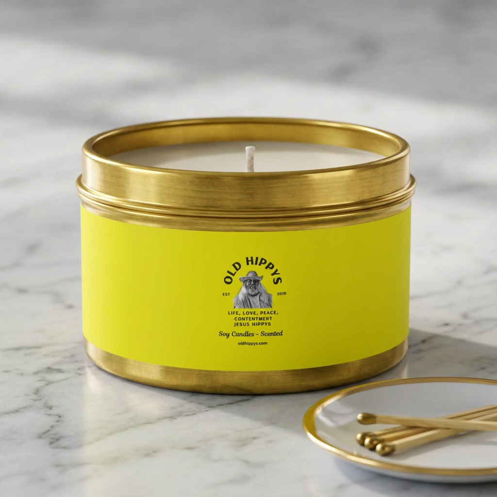 Scented Tin Candle — Bright Citrus Soy Candle from Old Hippys