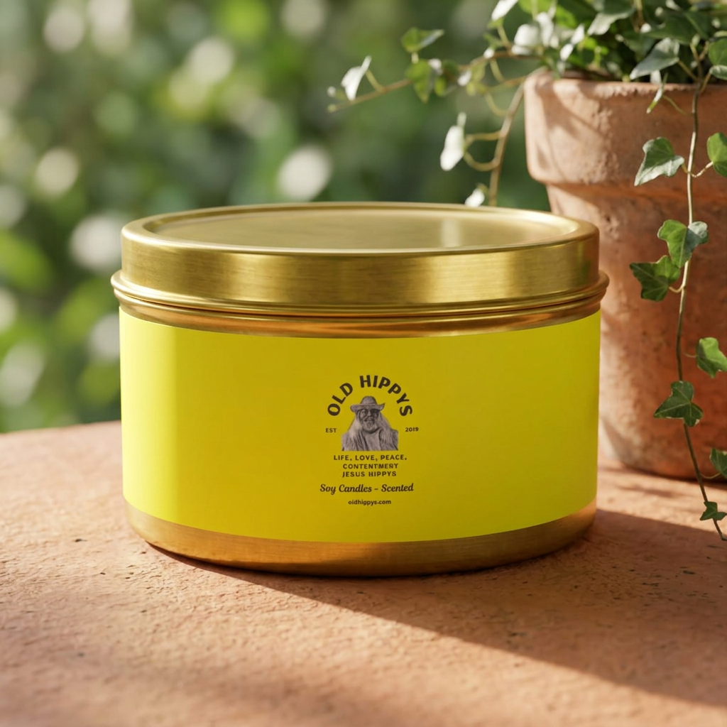 Scented Tin Candle — Bright Citrus Soy Candle from Old Hippys
