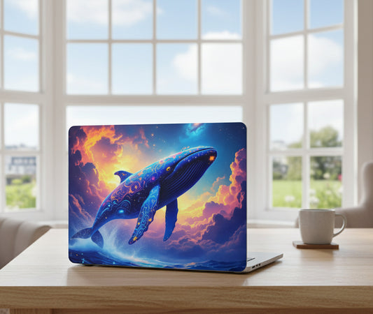 Cosmic Whale Matte MacBook Case — Vibrant Galaxy Whale Laptop Cover