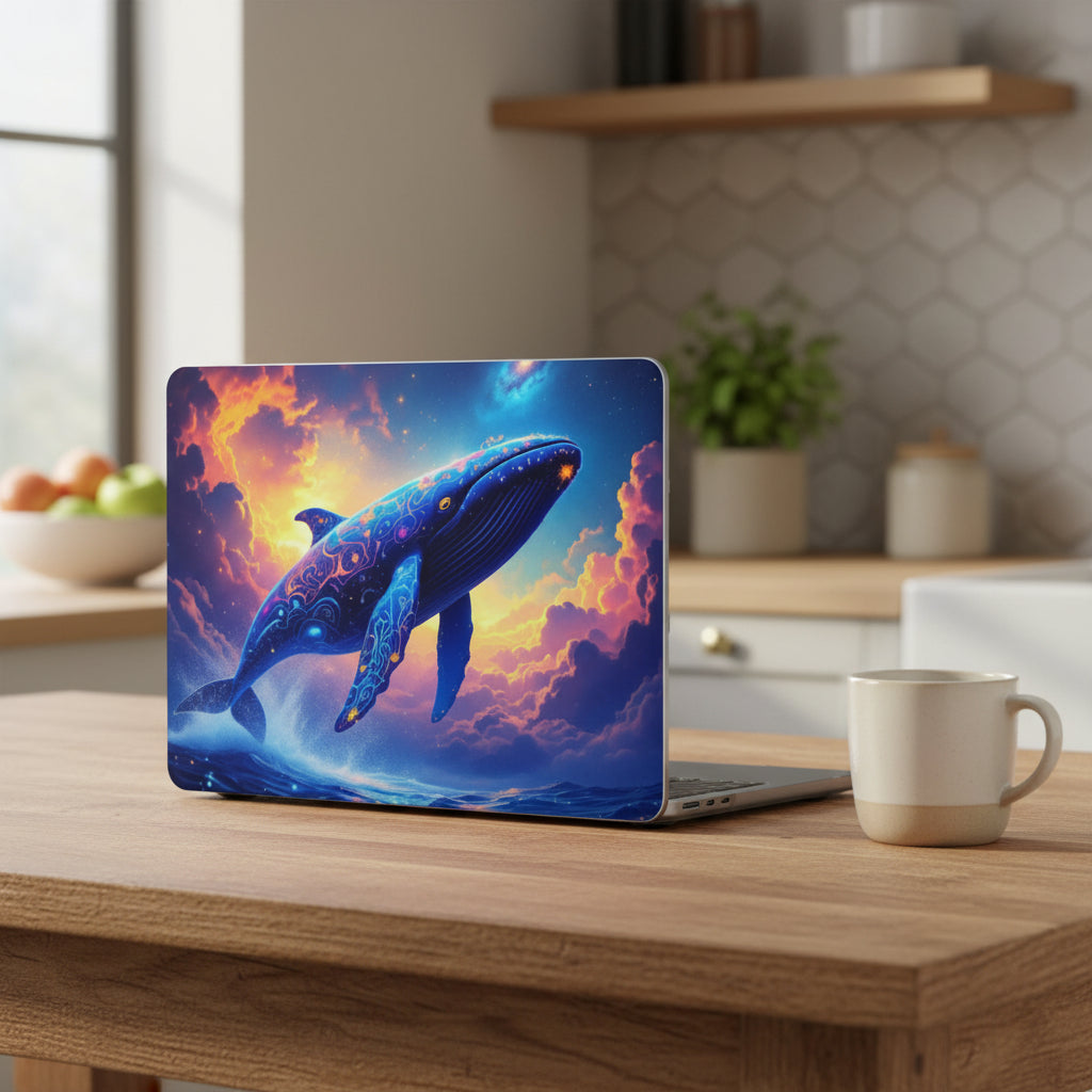 Cosmic Whale Matte MacBook Case — Vibrant Galaxy Whale Laptop Cover