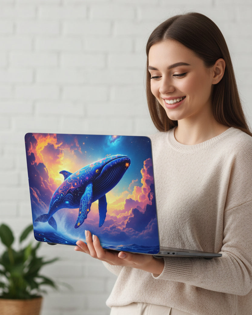 Cosmic Whale Matte MacBook Case — Vibrant Galaxy Whale Laptop Cover