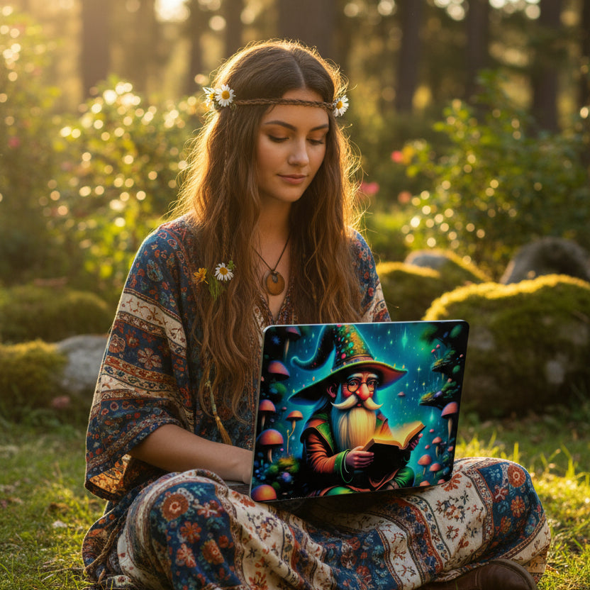 Whimsical Wizard Reading in Enchanted Forest MacBook Case