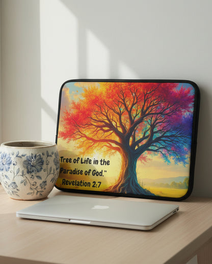 Tree of Life Christian Laptop Sleeve — Revelation 2:7 Inspirational Tech Case